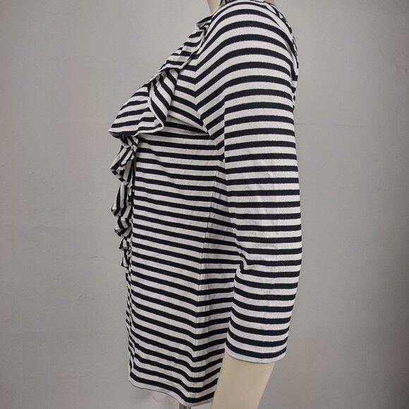 NWT WHBM White House Black Market striped 3/4 Asymmetrical ruffle tee Medium - Picture 8 of 10